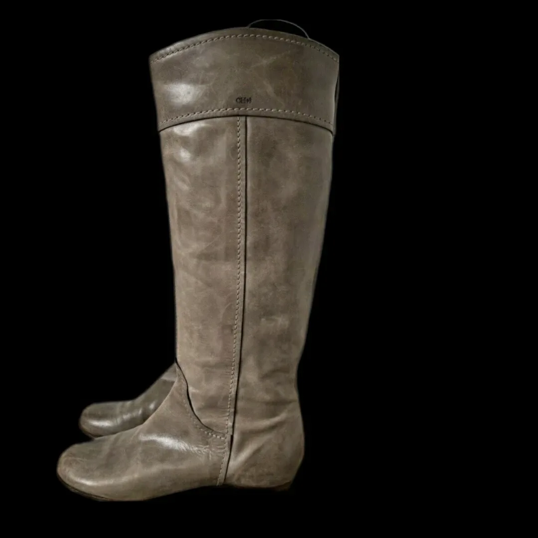 Chloe Knee High Heloise Equestrian Stone Leather Boots - 37 image indicator(2)