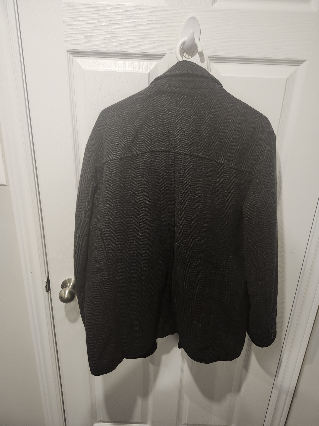 Men's Dark Grey/Black Pea Coat Jacket - photo 2