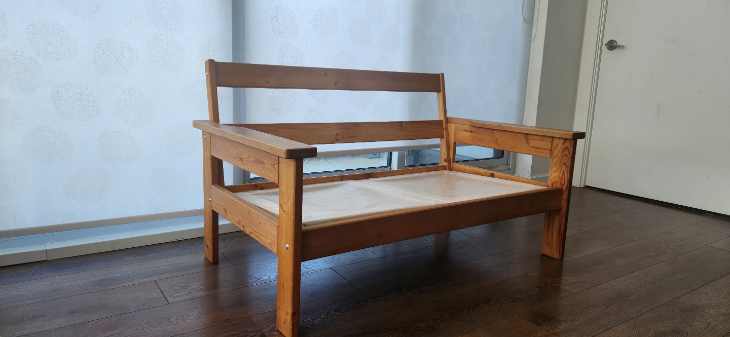 Rustic Wooden Loveseat with Washable Cushions - photo 2