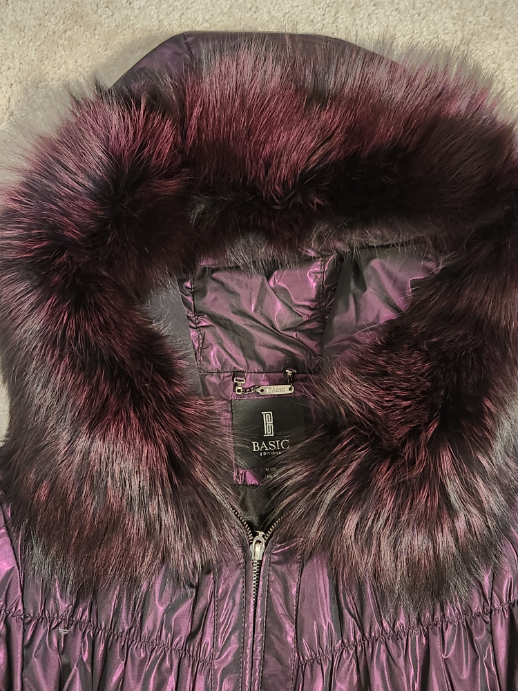 New Puffer Coat with Fox Fur Hood - Size Large - photo 4