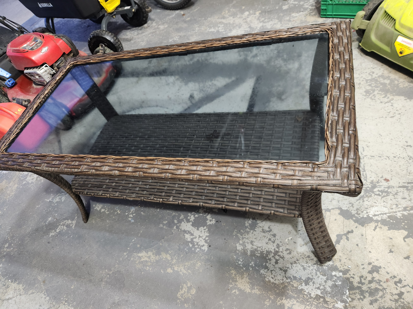 Wicker Patio Coffee Table with Glass Top - photo 2