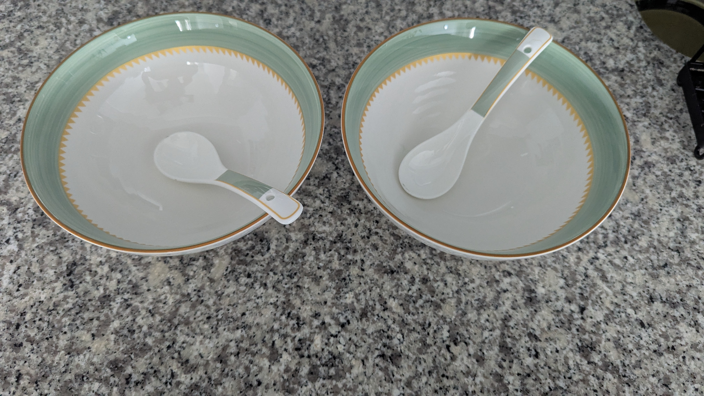 Pair of Soup Bowls with Spoons