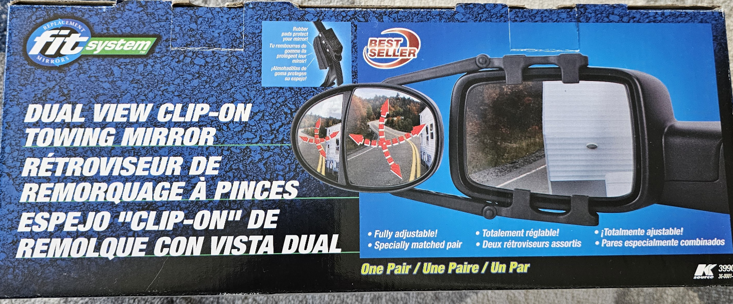 Fit System Dual View Clip-on Towing Mirrors - New in Box
