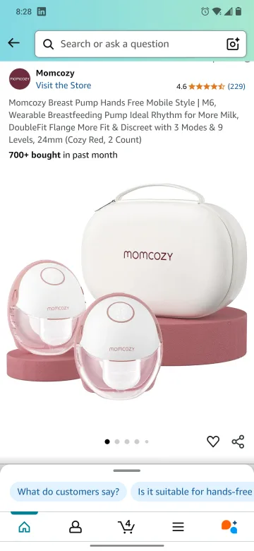 Momcozy Breast Pump Mobile Style M6, Double Flange, 24mm, Pink image indicator(3)