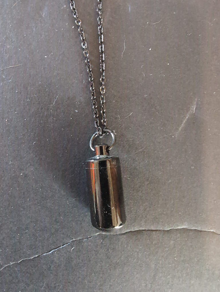 Black Cylinder Urn Necklace (Cremation ash Necklace)
