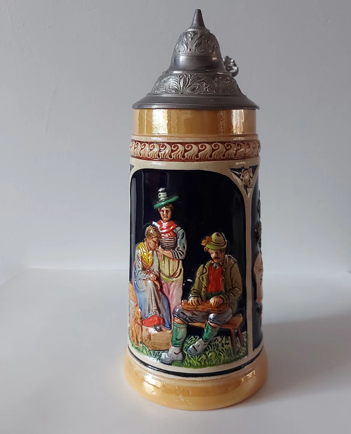 Original Vintage German Beer Stein with a beautiful Lid image indicator(2)