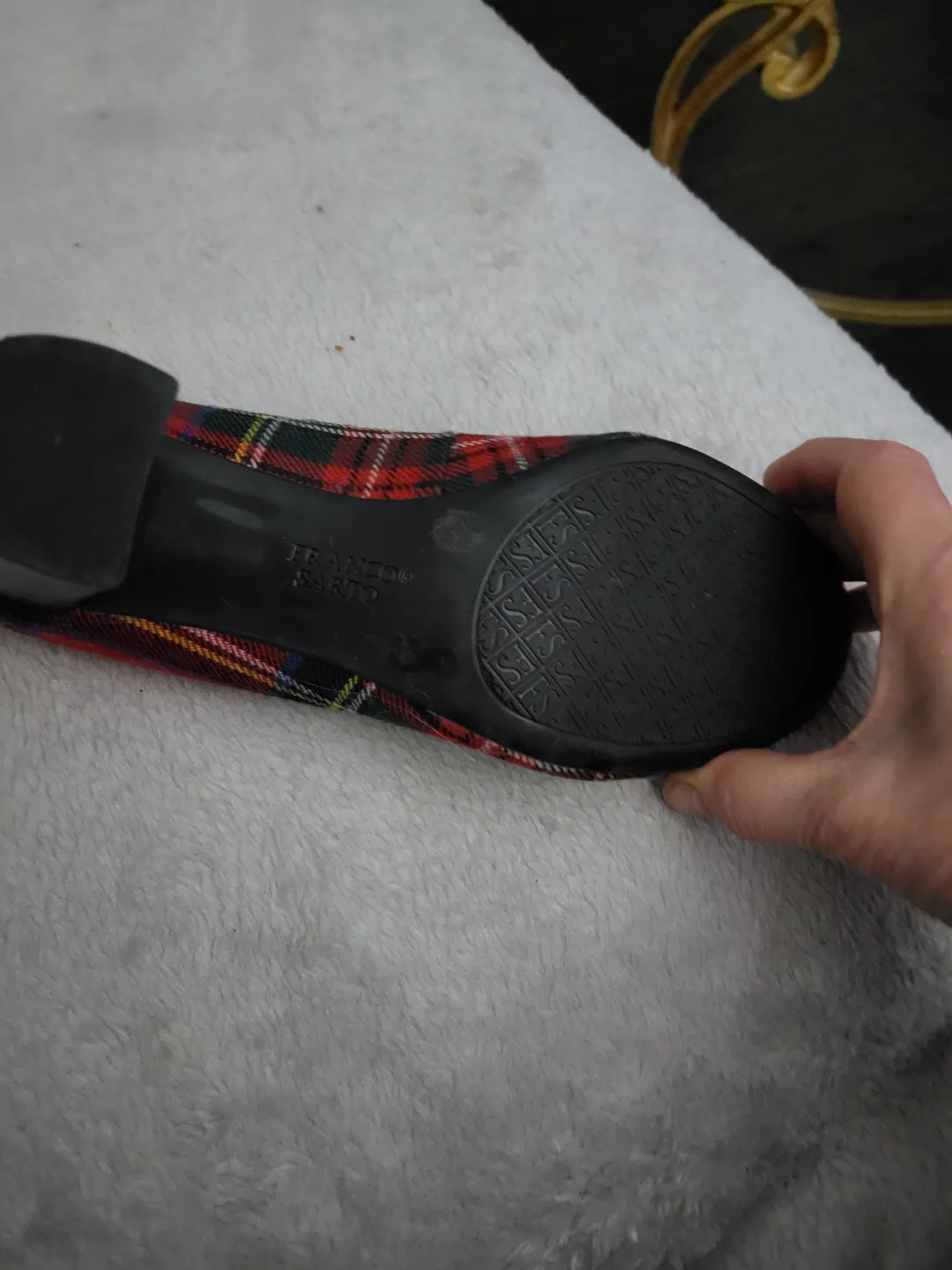 Franco Sarto Women's Red Plaid Heels image indicator(3)