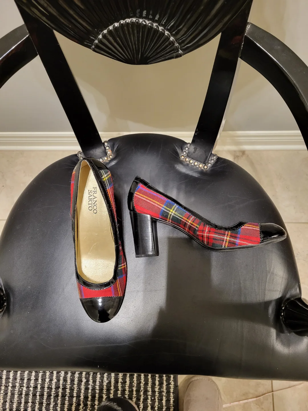 Franco Sarto Women's Red Plaid Heels image indicator(6)