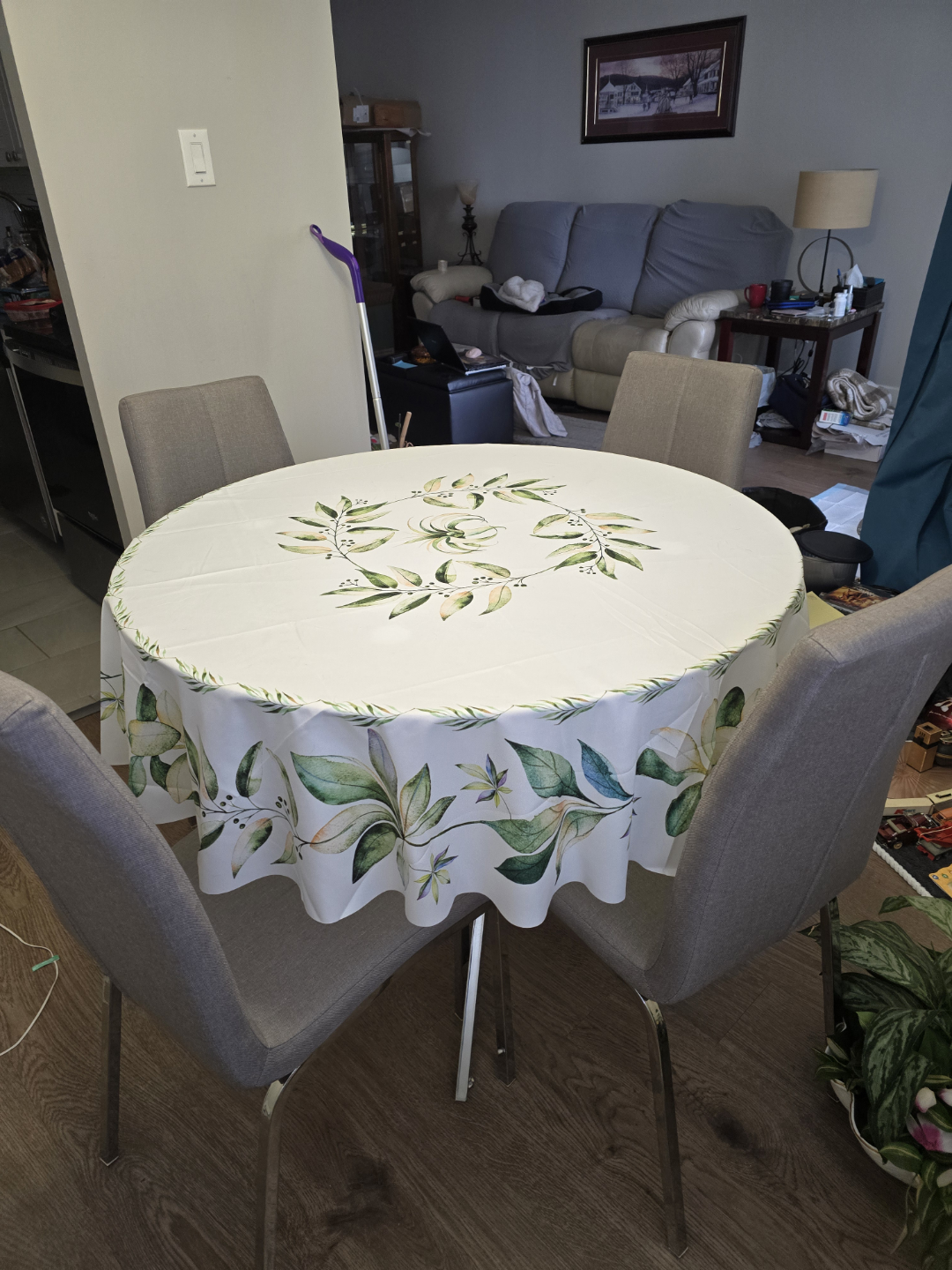 Round Glass Dining Table with Chrome Legs