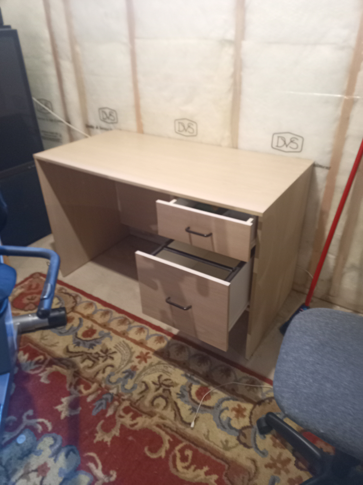 Writing Desk with Two Drawers. Smaller top drawer was damage. - photo 3