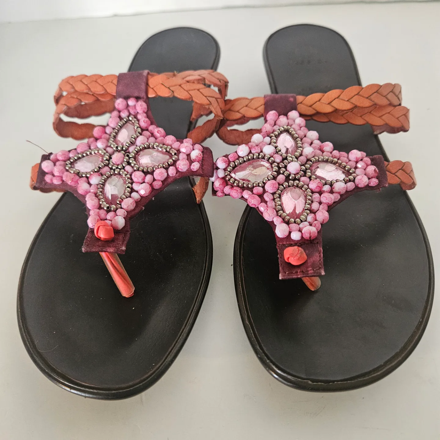 Jessica Womens Jewel Thong Sandal Size 8.5 Pink Embellishment thumbnail