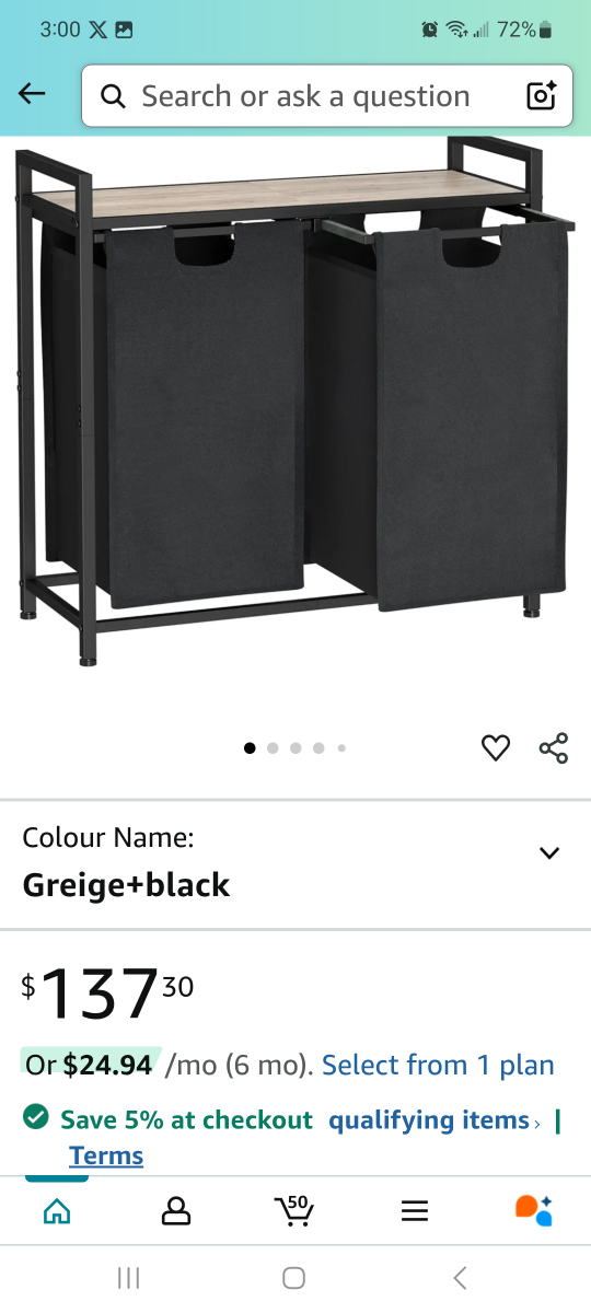 AMHANCIBLE 2-Section Laundry Sorter with Shelf - photo 2