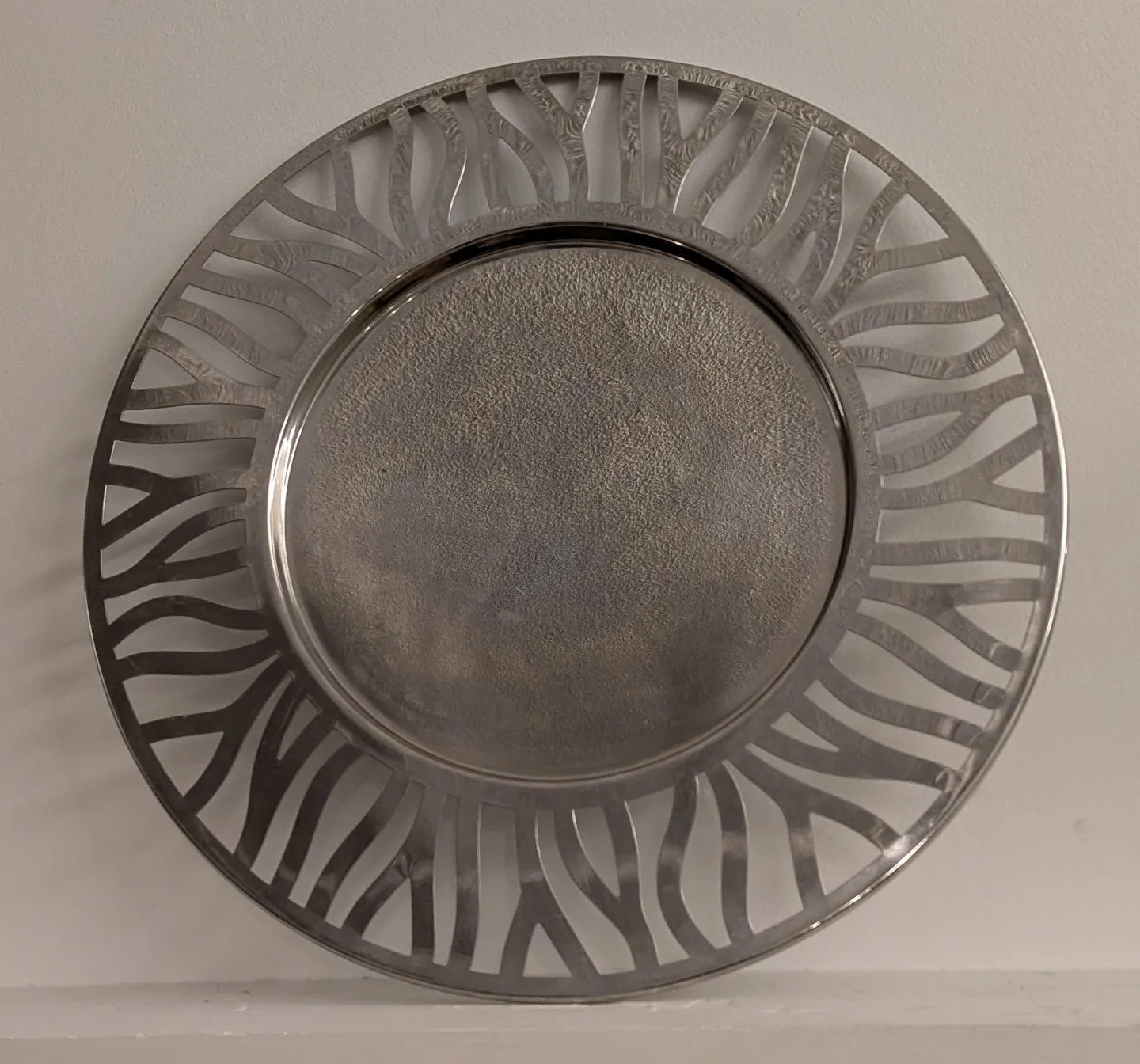 Alessi Silver Charger Plate with Cutout Design thumbnail