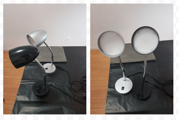 Pair of Dual-Head Gooseneck Desk Lamps - Black & Silver