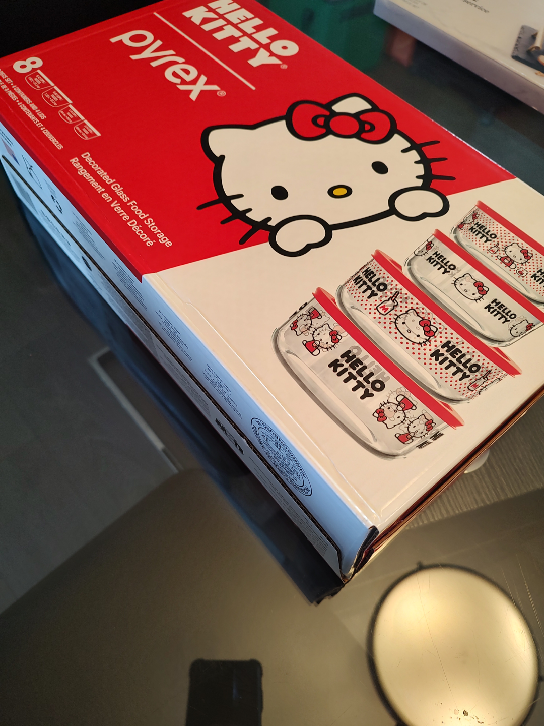 Hello Kitty Pyrex 8-Piece Glass Food Storage Set