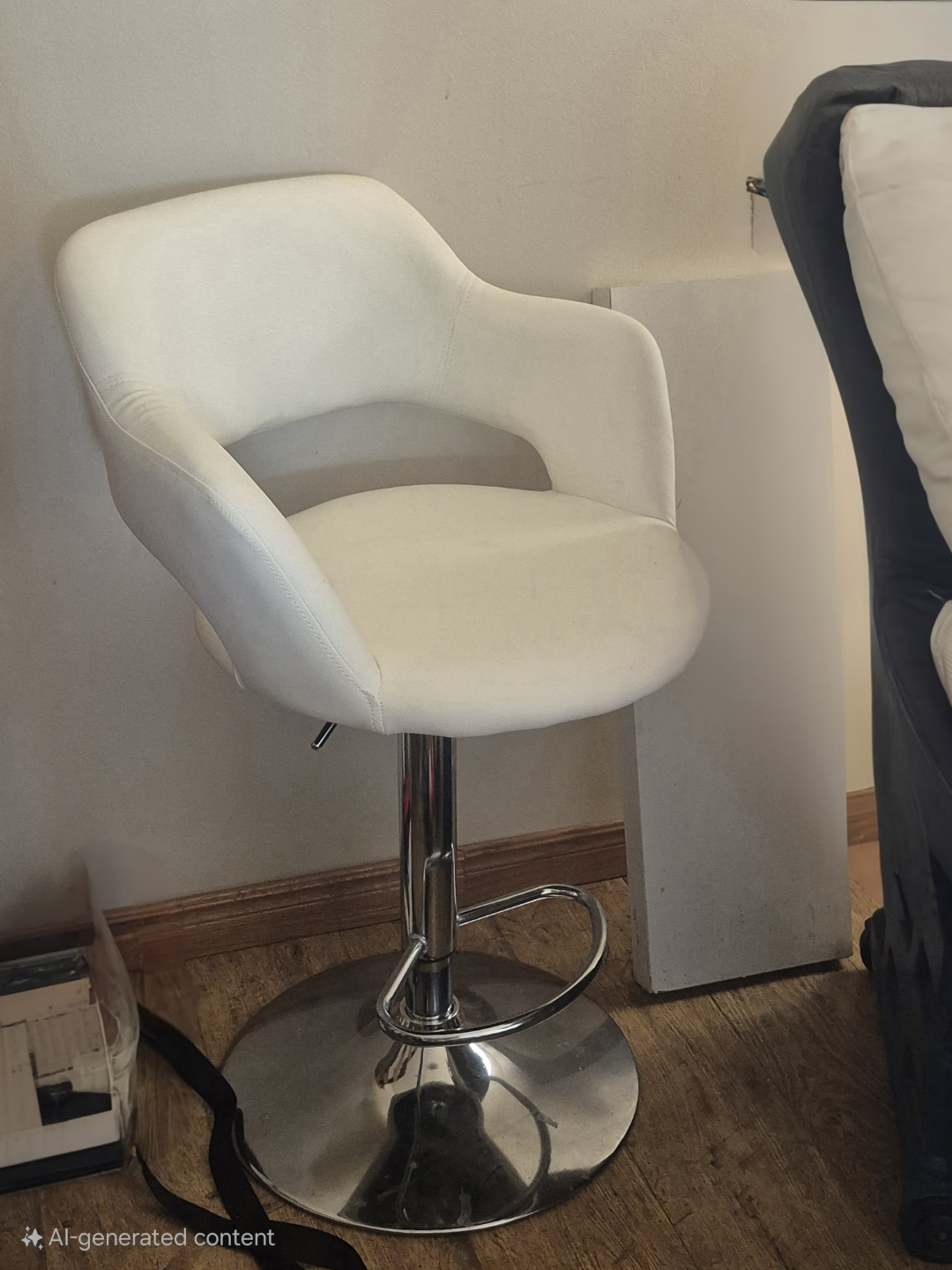 White Bar Stool with Chrome Base from the Brick - new in box