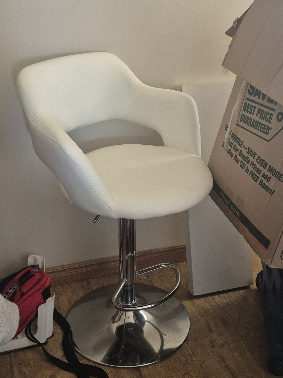 White Bar Stool with Chrome Base from the Brick - new in box - photo 3