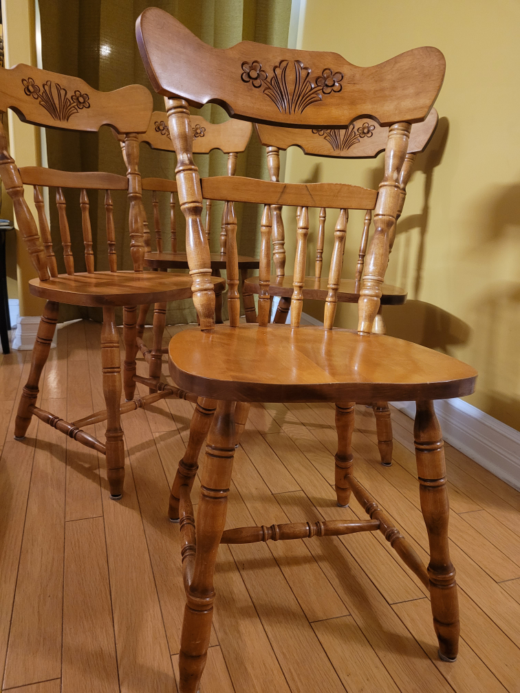 Set of 4 Vintage Wooden Dining Chairs