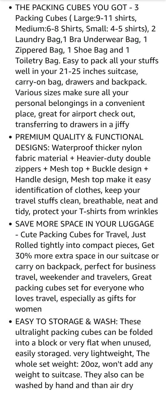 BNIB 9-Piece Black Packing Cube Set image indicator(4)