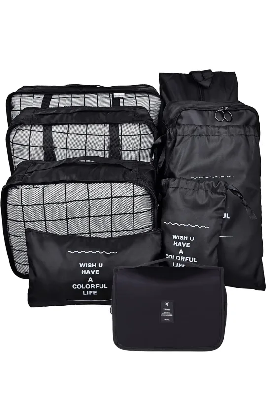 BNIB 9-Piece Black Packing Cube Set image indicator(5)