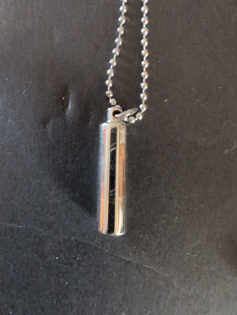 Silver Tone Cylinder Urn Necklace(Cremation ash Necklace)