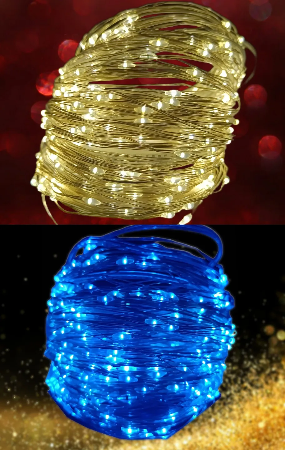 Solar Powered Fairy Lights - Warm White & Blue image indicator(2)