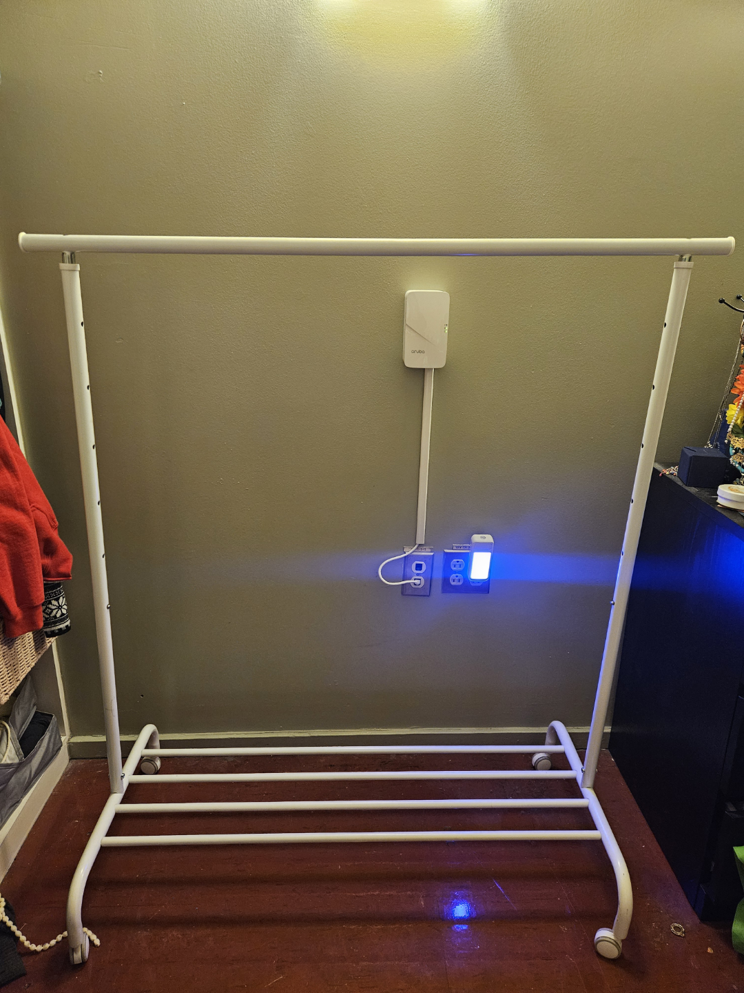 White Metal Clothing Rack with Wheels