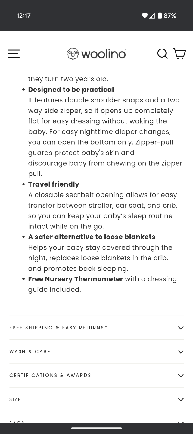 Woolino 4 Season Baby Sleep Bag - Size 2-4 - photo 5