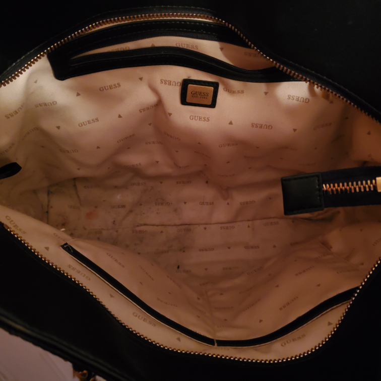 Guess Black Quilted Tote Bag with Gold Chain Strap - photo 3