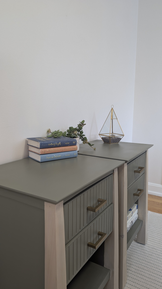 Refinished Nightstand Set - Wood + Sage Green - photo 2