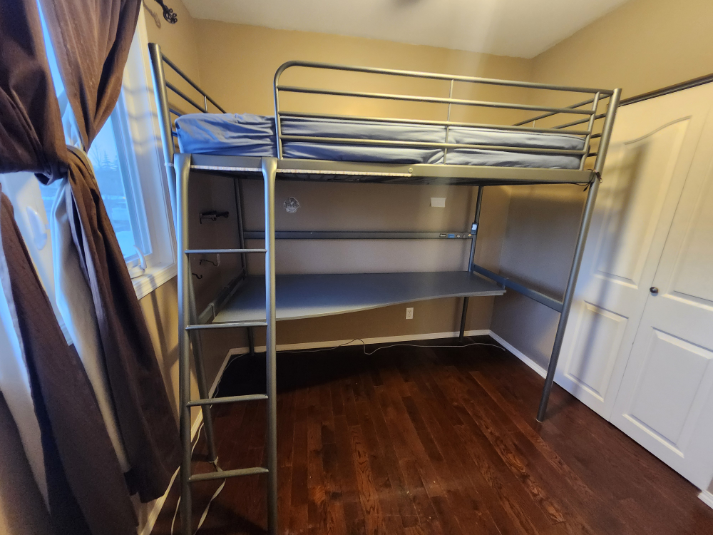 Metal Loft Bed with Built-in Desk