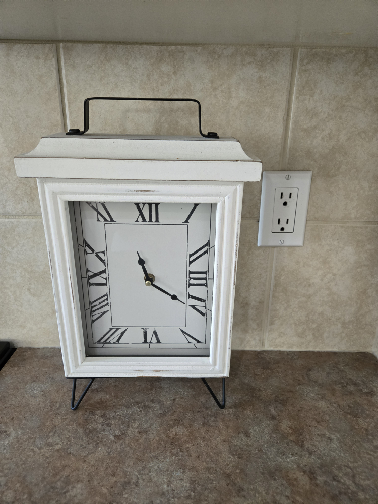 White Farmhouse Mantel Clock