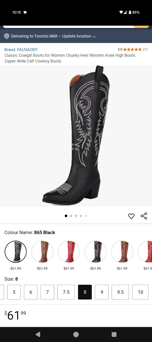 Women's Black Western Knee High Boots image indicator(2)