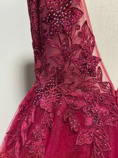 Stunning Burgundy A-Line Formal Gown image indicator(6)