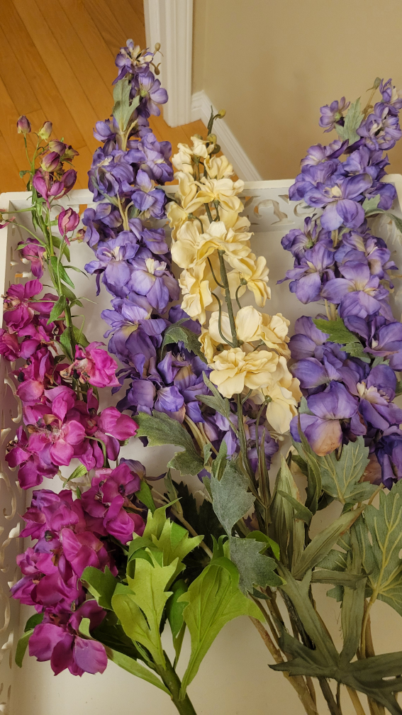 6LongStem Silk Delphinium RealisticFullLooking InPurple&Fushia - photo 2