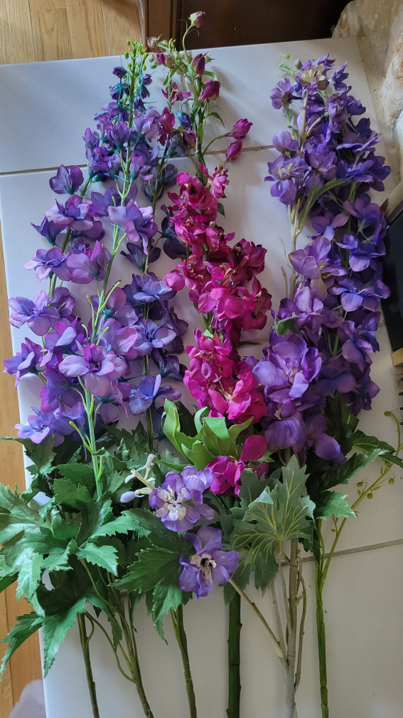 6LongStem Silk Delphinium RealisticFullLooking InPurple&Fushia - photo 4