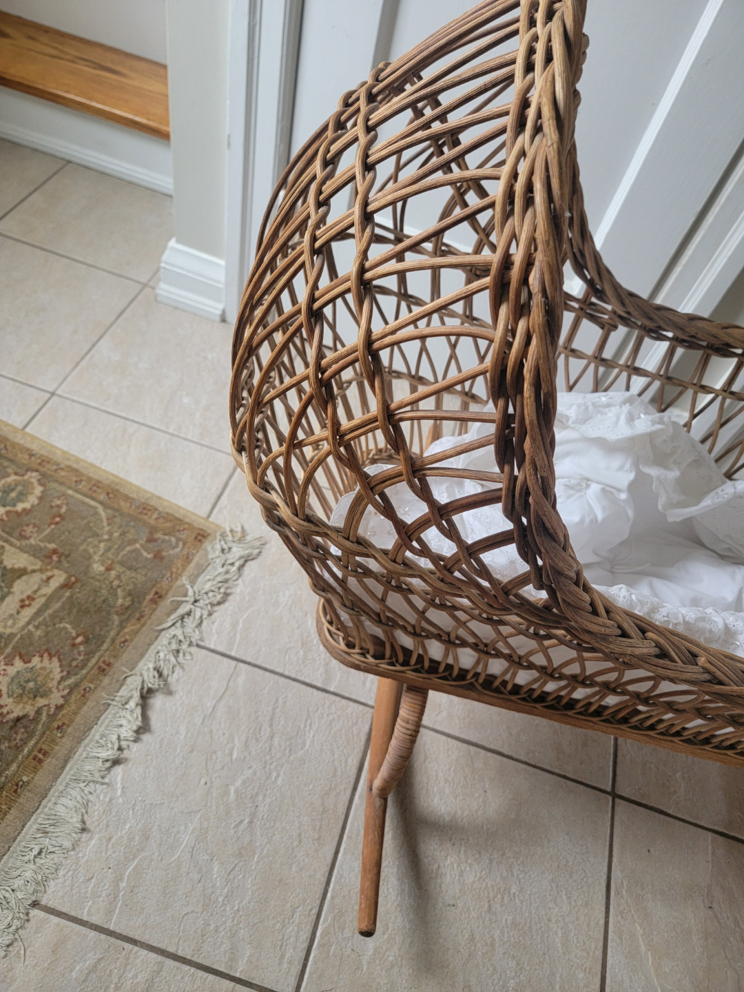 antique Wicker Rocking Baby Bassinet - photo 4