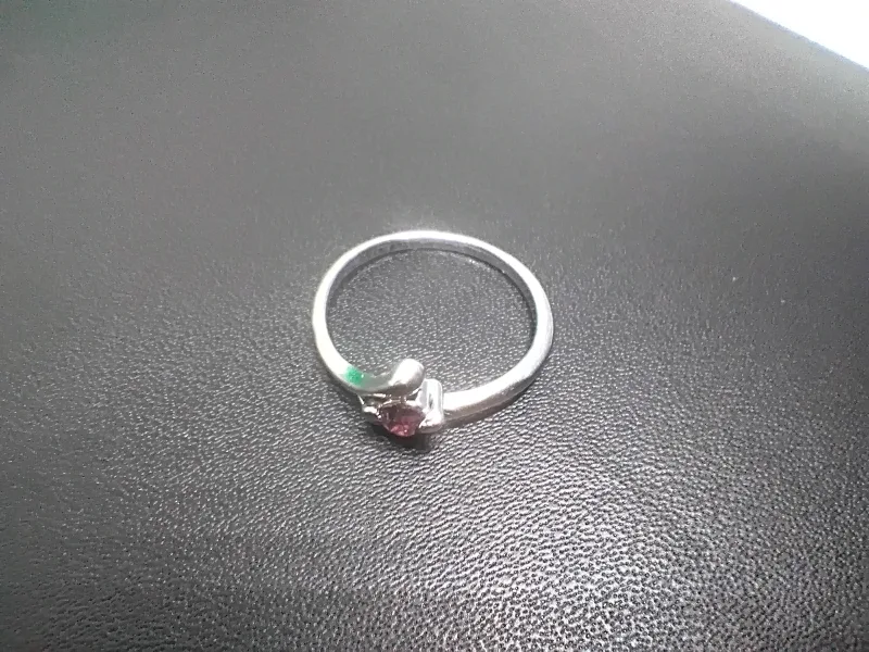 Dainty Silver Ring with Purple Gemstone and diamond image indicator(3)