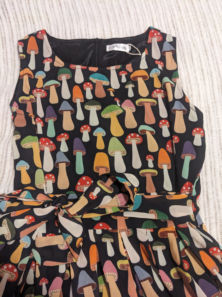 Easydou Mushroom Print Dress, Size Small