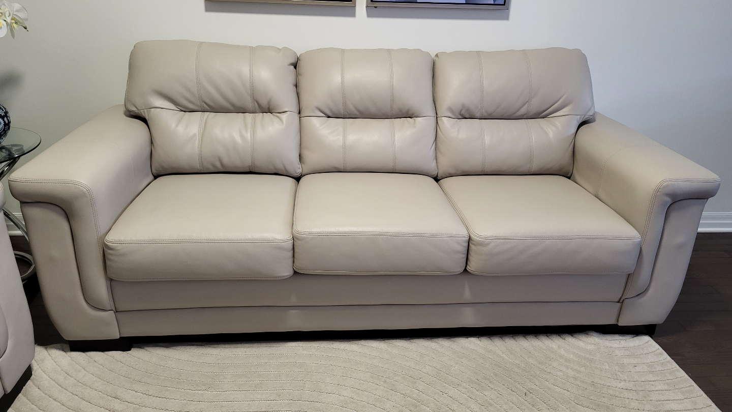 Beige Leather Sofa and Loveseat Set - photo 5