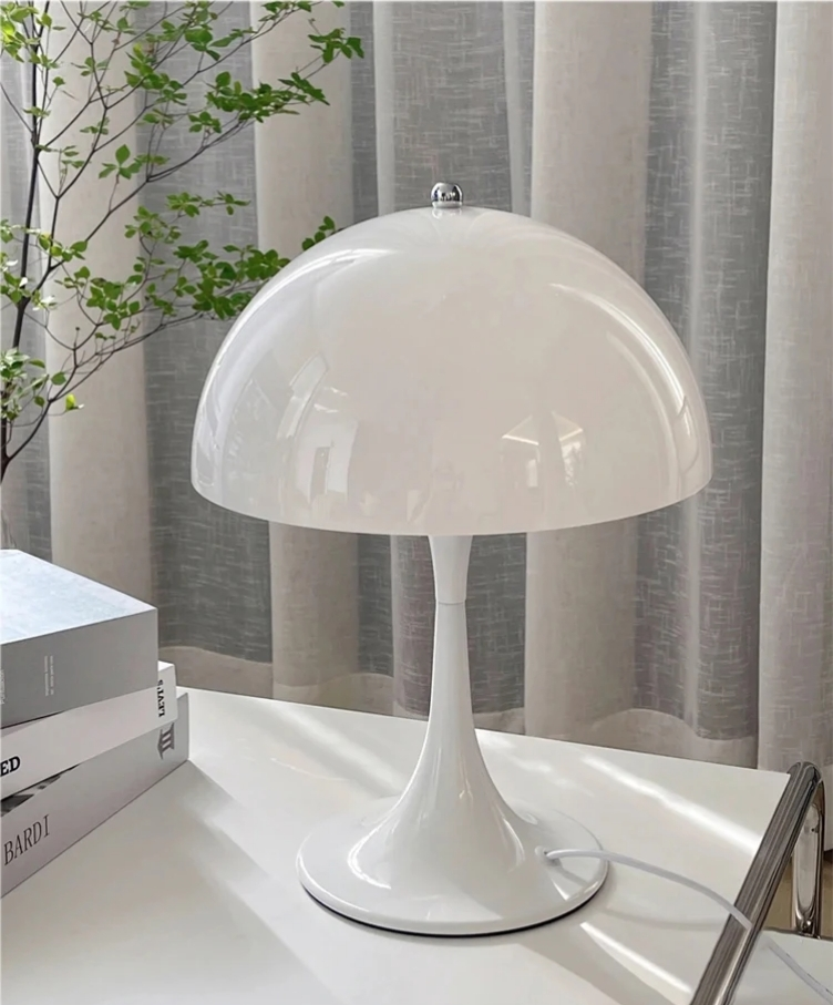 Mid-Century Modern White mushroom Table Lamp - photo 2