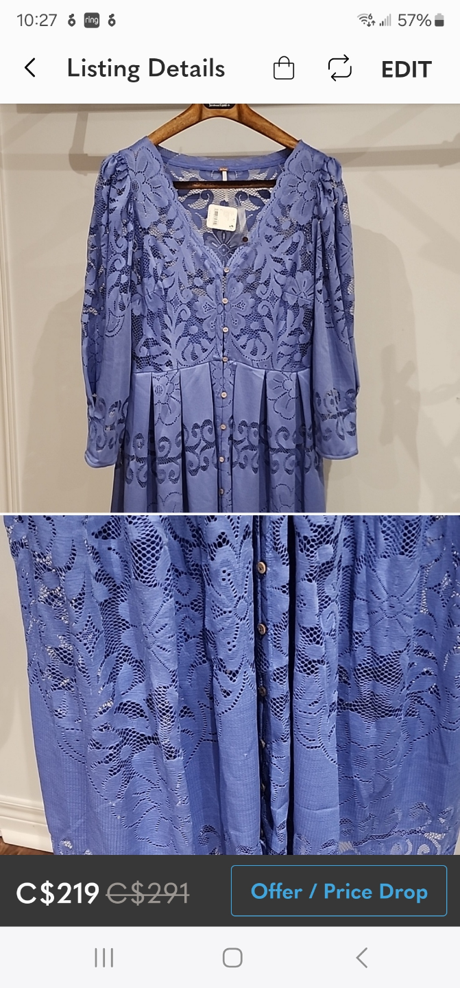 Free People Shadow Dance Midi Dress - Size Large - photo 3