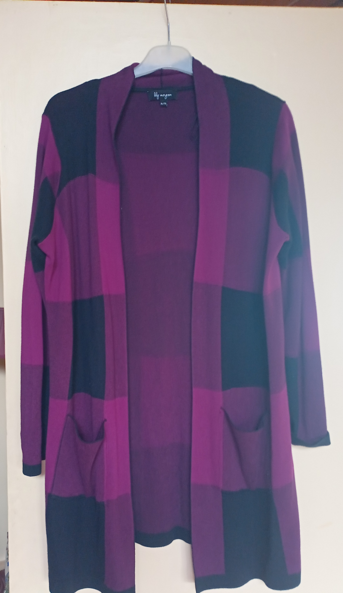 Women's Purple and Black Cardigan