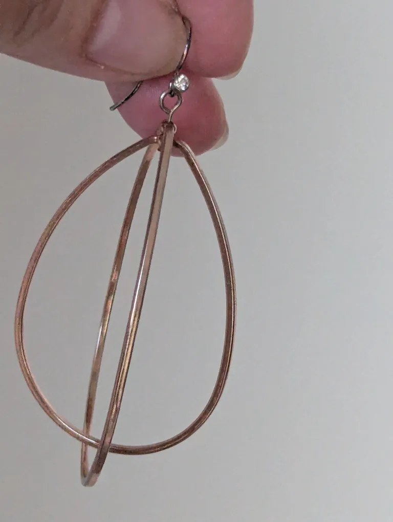 Rose Gold-toned Double Teardrop Earrings image indicator(2)