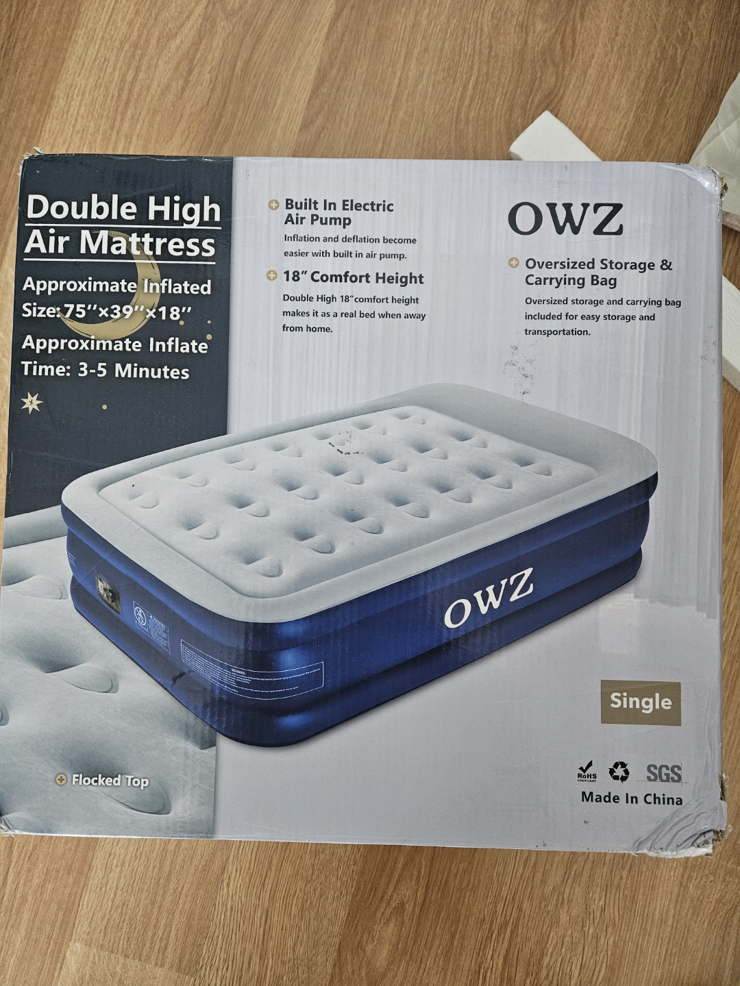 OWZ Double High Air Mattress with Built-in Electric Air Pump