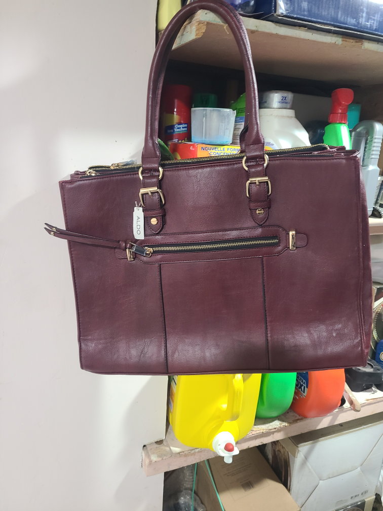 ALDO Burgundy Leather Tote Bag