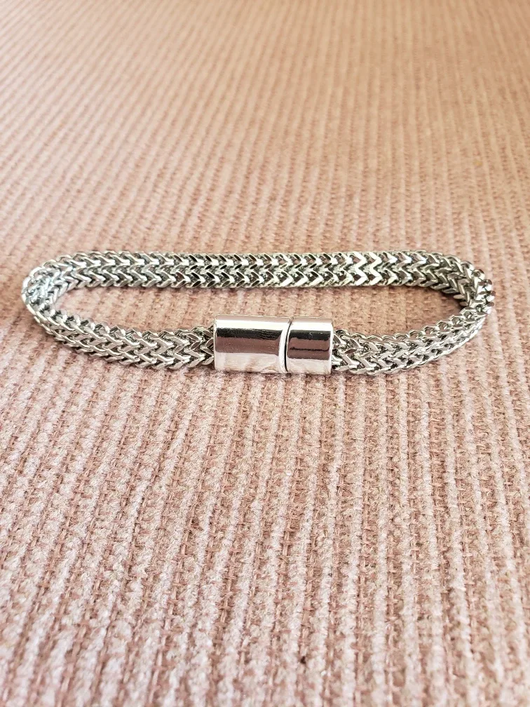 Silver tone braided bracelet image indicator(2)
