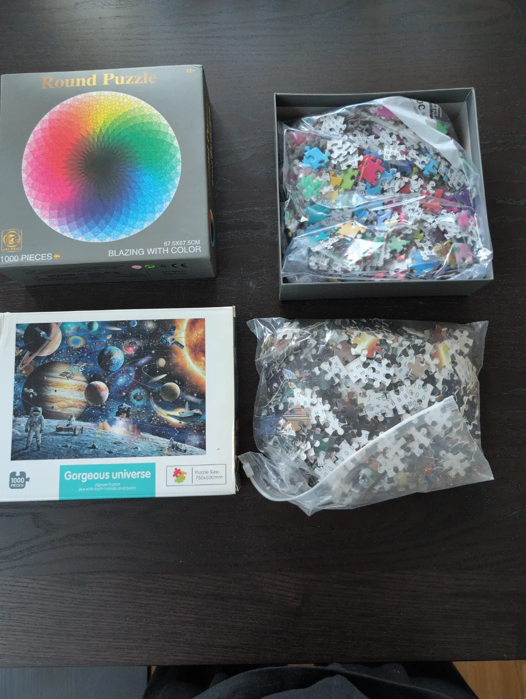 Two 1000-Piece Jigsaw Puzzles - Round Rainbow & Space image indicator(6)