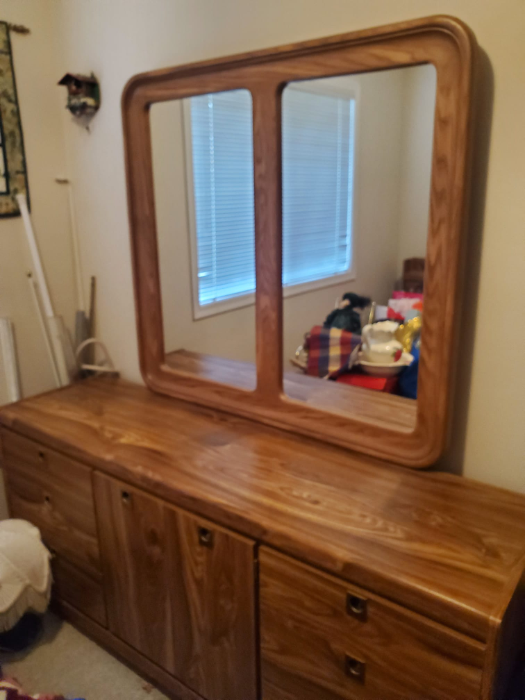 Vintage Bedroom Set - Dresser, Mirror, & Headboard