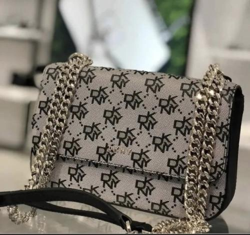 DKNY Beige and Black Monogram Shoulder Bag - photo 5